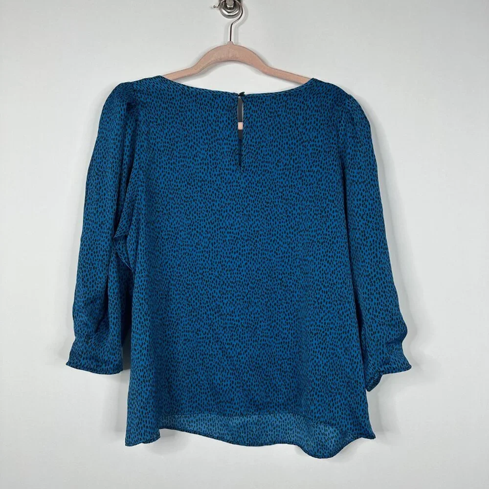 2/$30 Banana Republic Cheetah Print Pleated Volume Puff Sleeve Top Blue #A1372